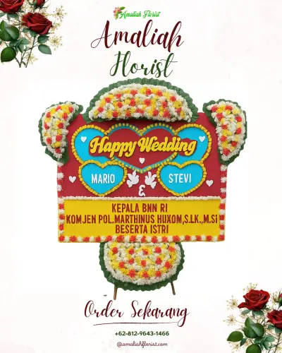 Karangan Papan Bunga Pernikahan di Bintarajaya